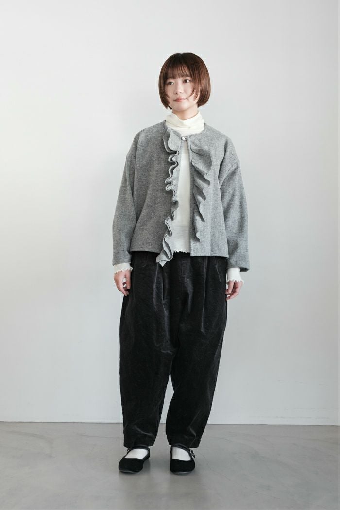 ROBE de PEAU ローブデポーコーデュロイボタンパンツ ダークブラウン ROBE de PEAU ローブデポー コーデュロイテーパードパンツ(25AW