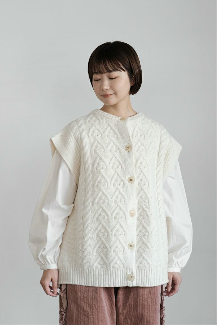 【ラスク様】新品　ノースリーブニット F ホワイト Laboratory ラボレイトリー アノニマスニット2WAYワイドベスト(25AW
