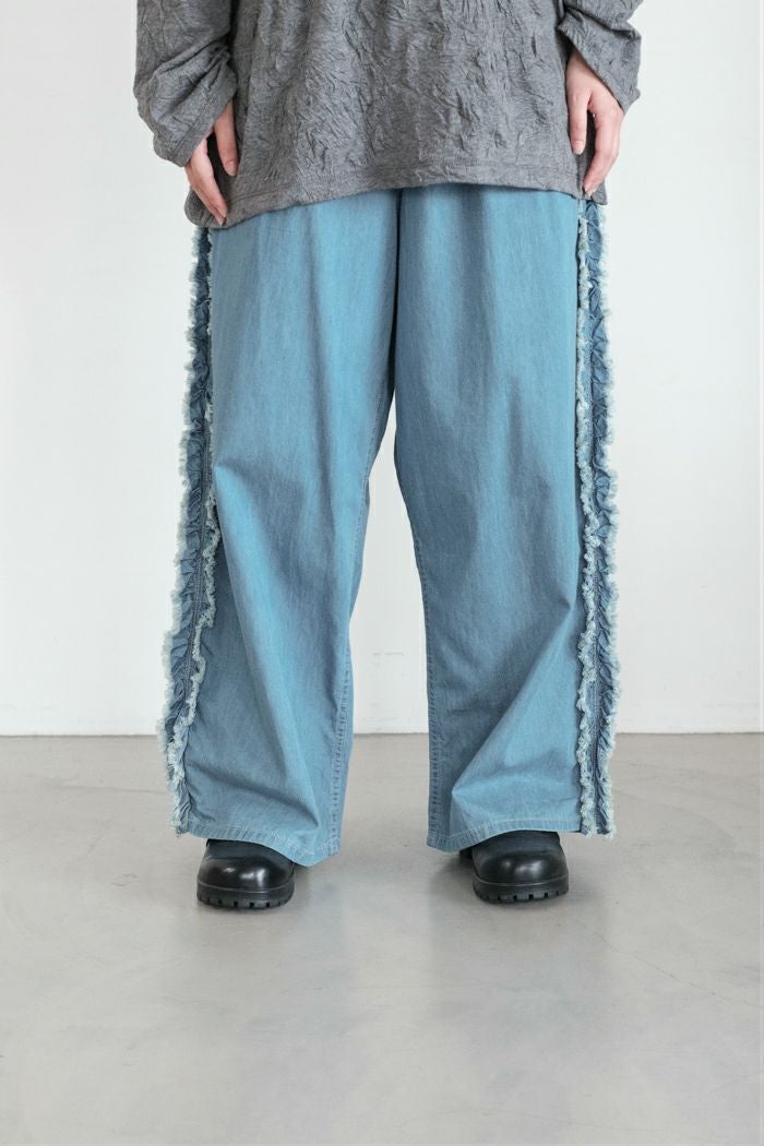 25ss marble SUD マーブルシュッド 綿麻デニム裾タックパンツ ゴム marble SUD マーブルシュッド 綿麻デニム裾タックパンツ(25SS) | T.T.