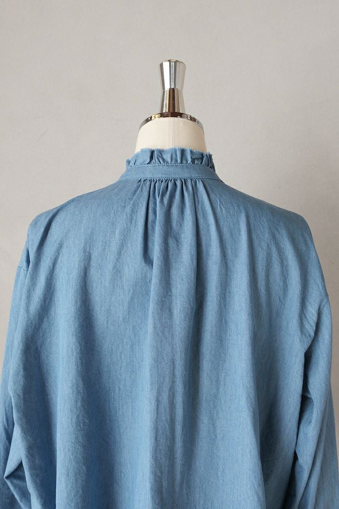 PAR ICI パーリッシィ ライトオンスデニム スタンドフリルシャツ(25AW