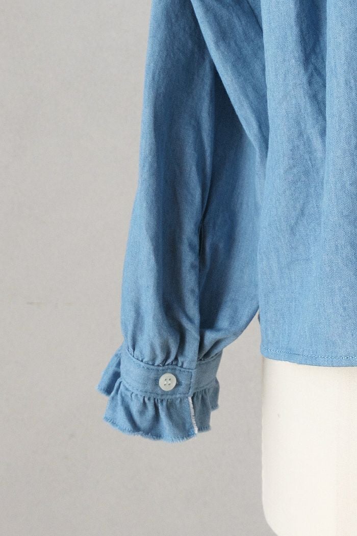 PAR ICI パーリッシィ ライトオンスデニム スタンドフリルシャツ(25AW