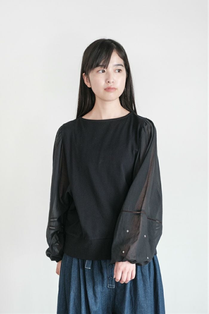 Porter des boutons ポルテデブトン Lilasエンブロイダリーブラウス