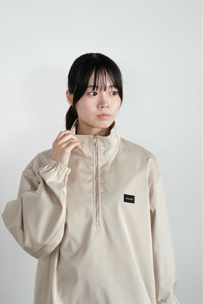 CULLNI クルニ Double Satin Half Zip Embroidery Patch Pullover(25AW
