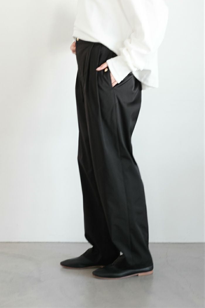 CULLNI クルニ Double Satin 2Tuck Drawstring Semi Wide Pants(25AW
