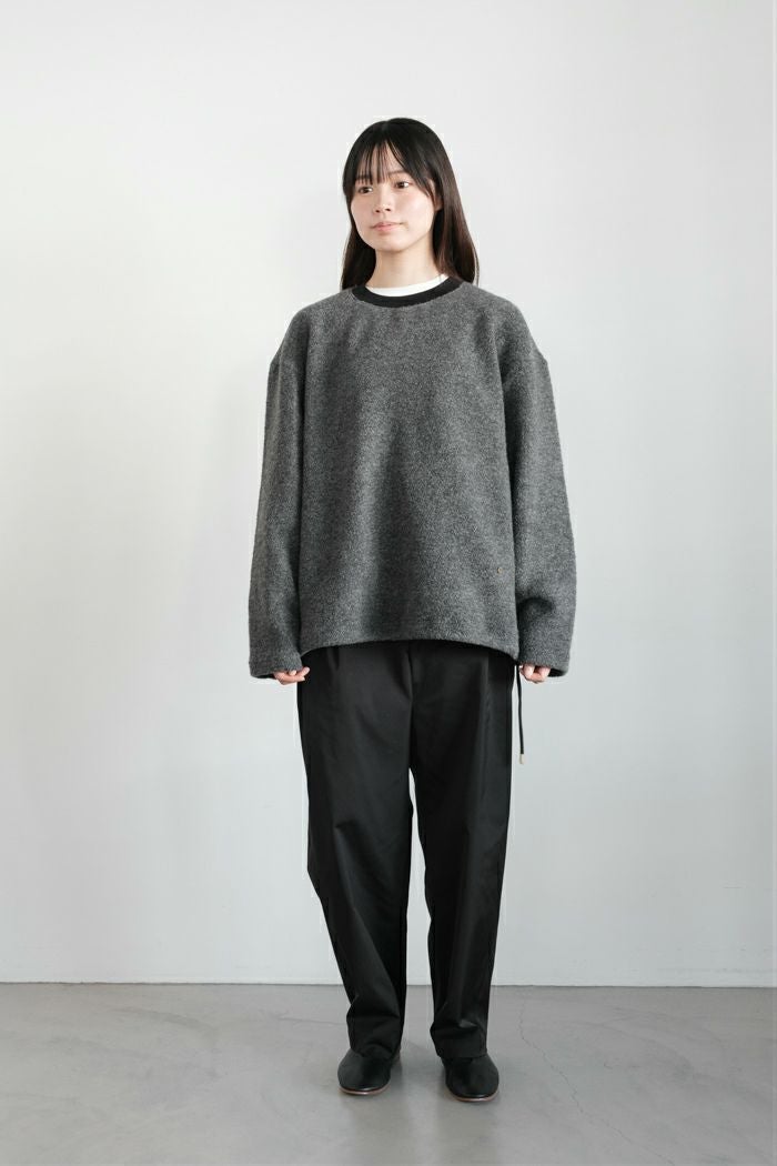 CULLNI クルニ Double Satin 2Tuck Drawstring Semi Wide Pants(25AW