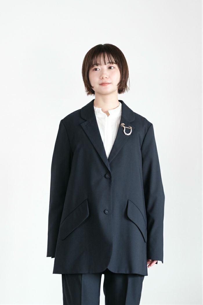 MAGALI スラブコットンリネン・タックジャケット ブラック MAGALI マガリ スラブコットンリネン・タックジャケット(24AW) | T.T.
