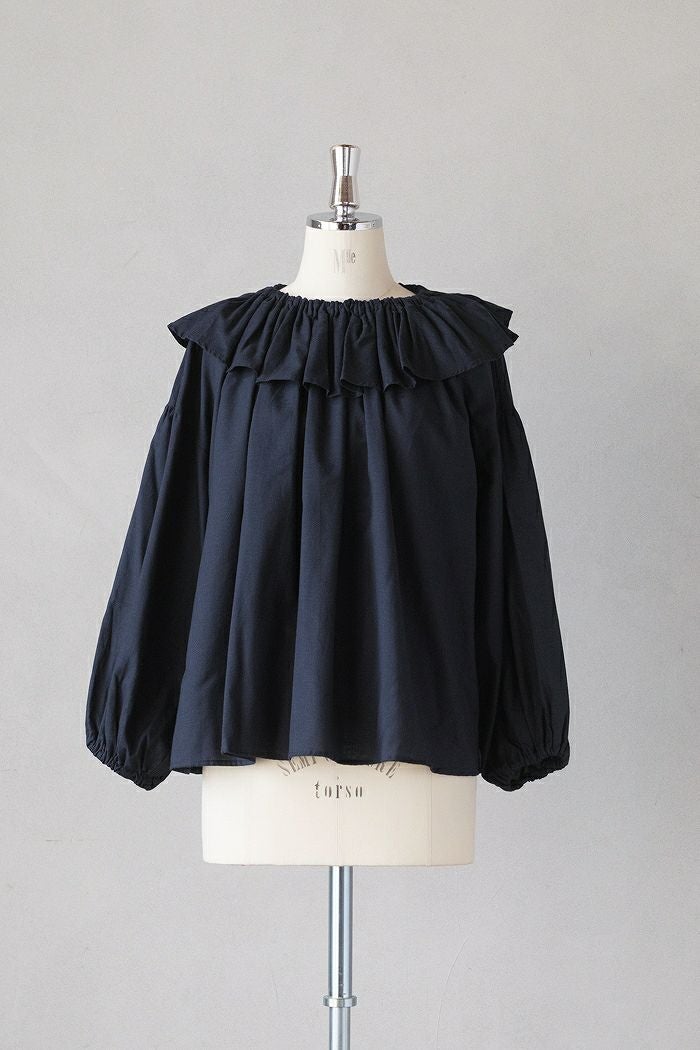 pot and tea ポットアンドティー 綿シルクのゴム袖口ブラウス(25AW