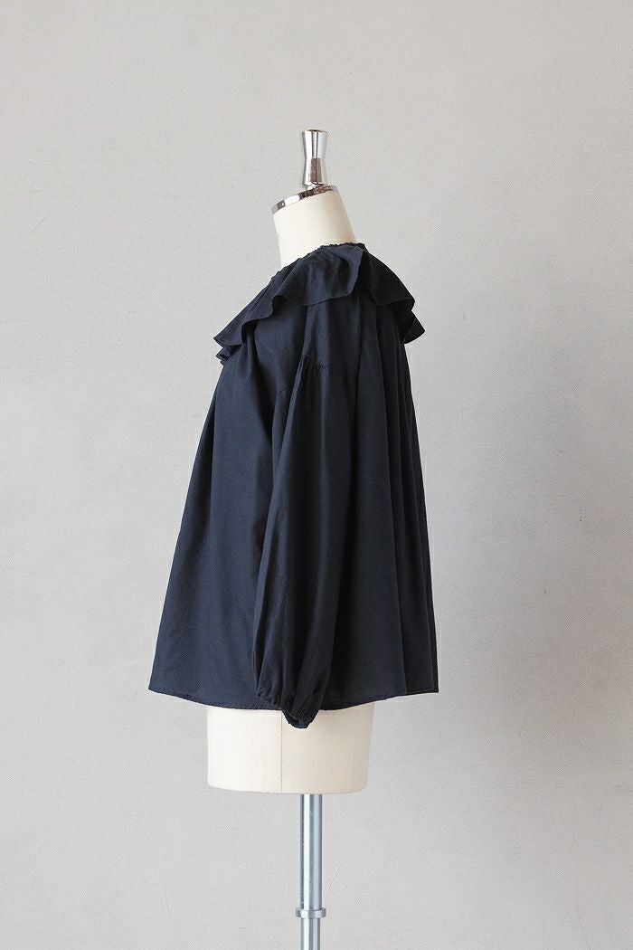 pot and tea ポットアンドティー 綿シルクのゴム袖口ブラウス(25AW