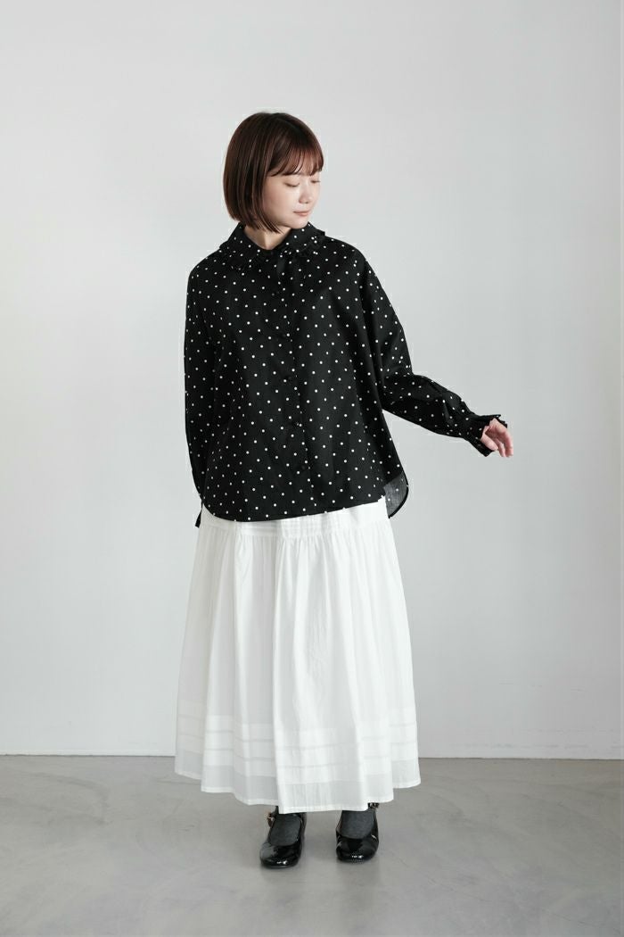 pot and tea ポットアンドティー ドット柄衿フリルブラウス(25AW 