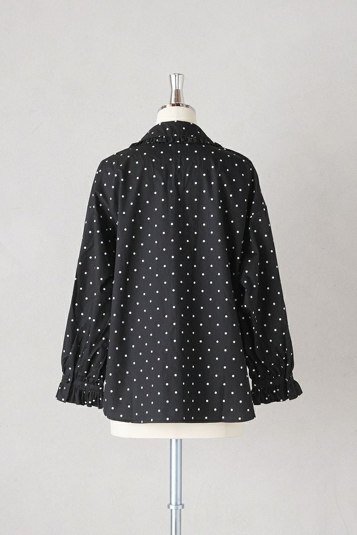 pot and tea ポットアンドティー ドット柄衿フリルブラウス(25AW