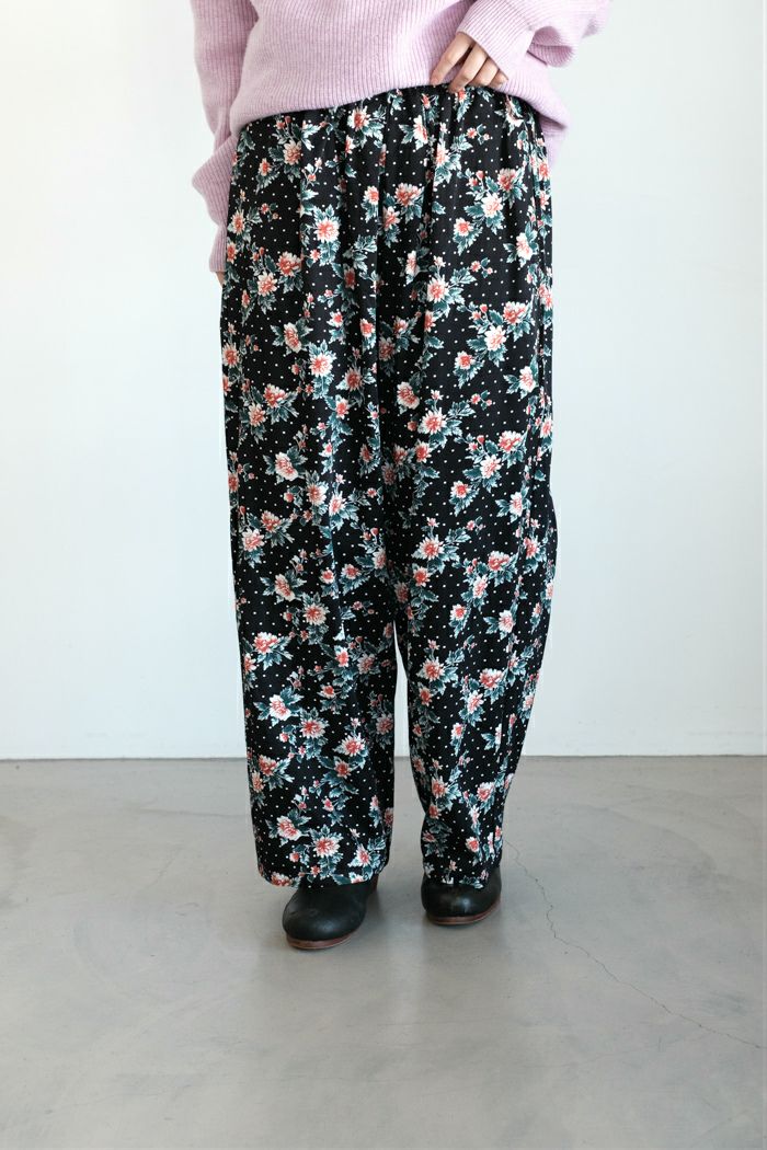 yuni ユニ レーヨンコットンツイル hana dot print drawstrings パンツ