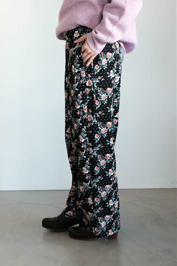 yuni ユニ レーヨンコットンツイル hana dot print drawstrings パンツ