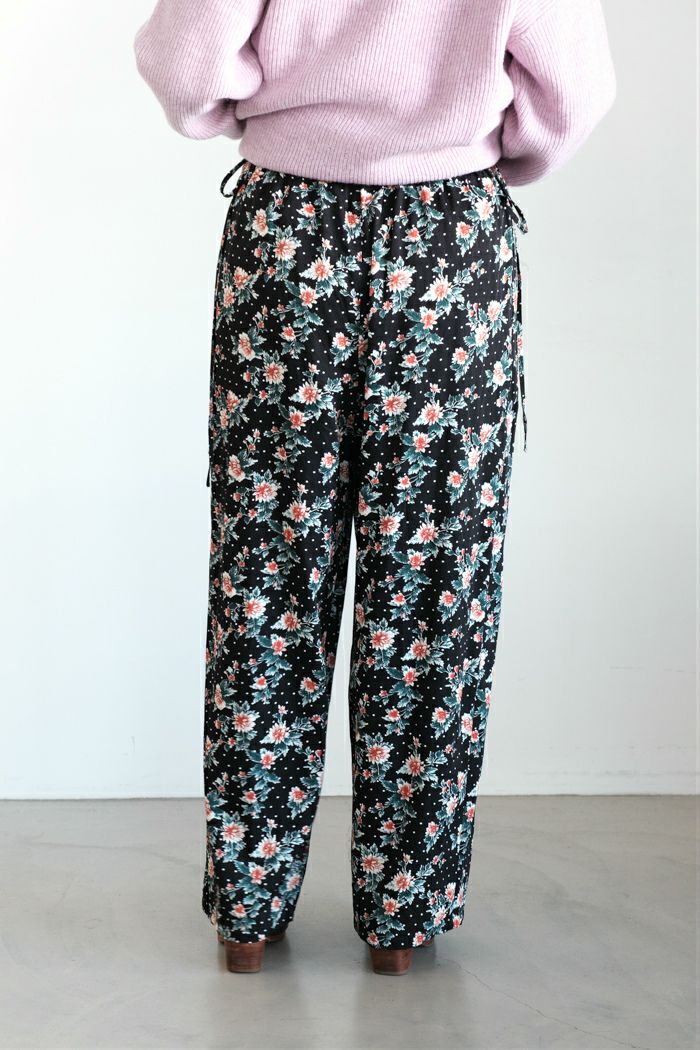 yuni ユニ レーヨンコットンツイル hana dot print drawstrings パンツ