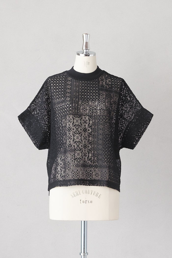 TISSU ティシュ パッチワークレースモックネックドルマンT(26SS