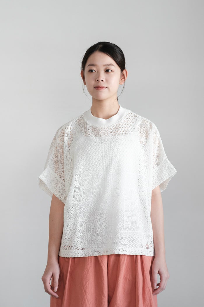 TISSU ティシュ パッチワークレース モックネックドルマンT(26SS