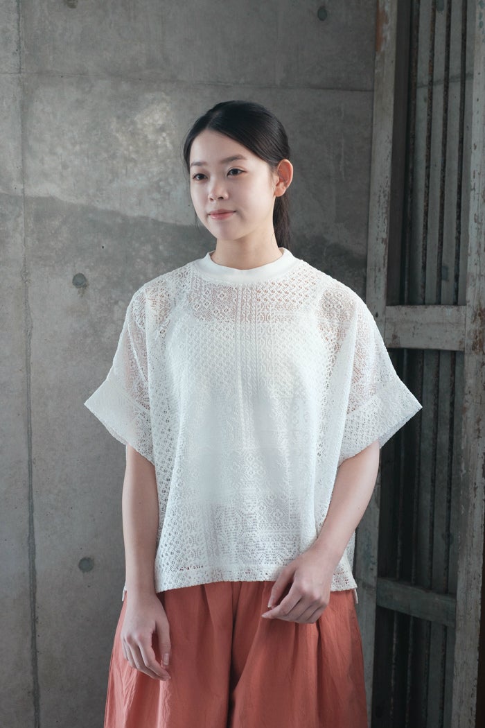 TISSU ティシュ パッチワークレース モックネックドルマンT(26SS
