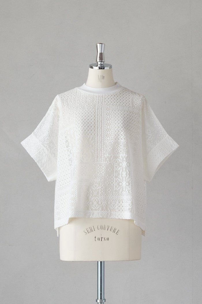 TISSU ティシュ パッチワークレース モックネックドルマンT(26SS