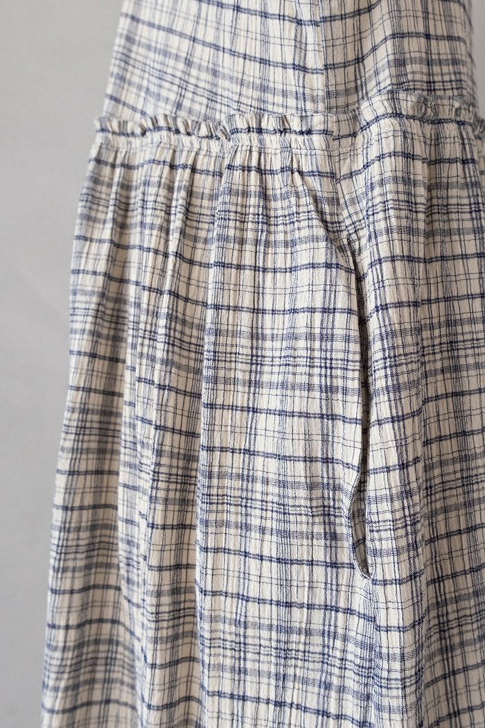 bulle de savon ビュルデサボン ちぢみcheckワンピース(26SS) | T.T.