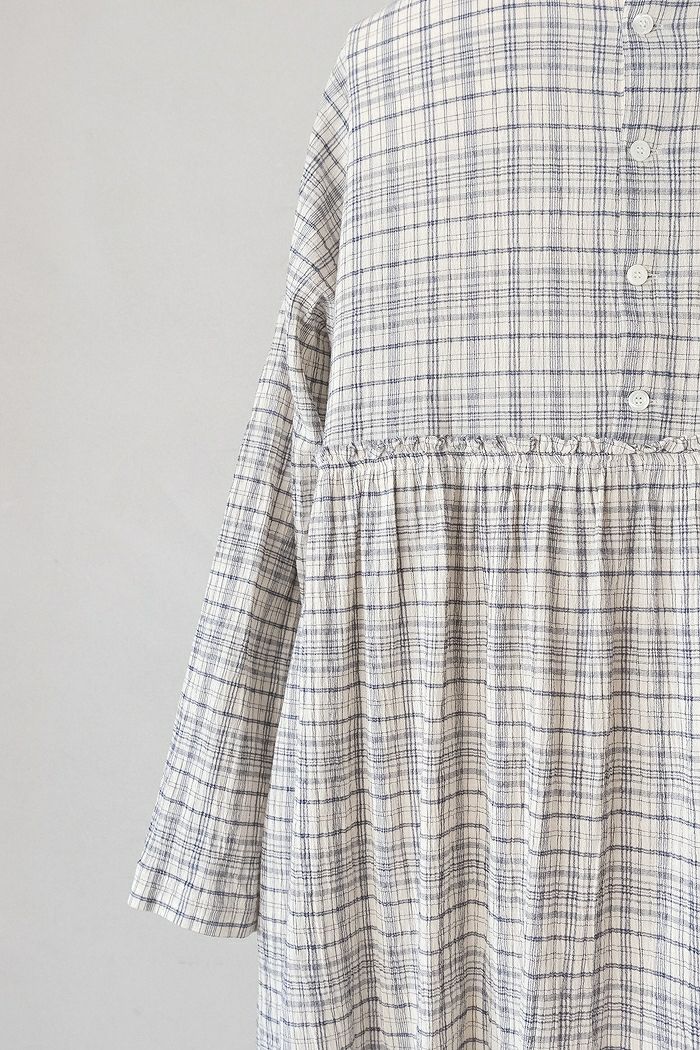 bulle de savon ビュルデサボン ちぢみcheckワンピース(26SS) | T.T.