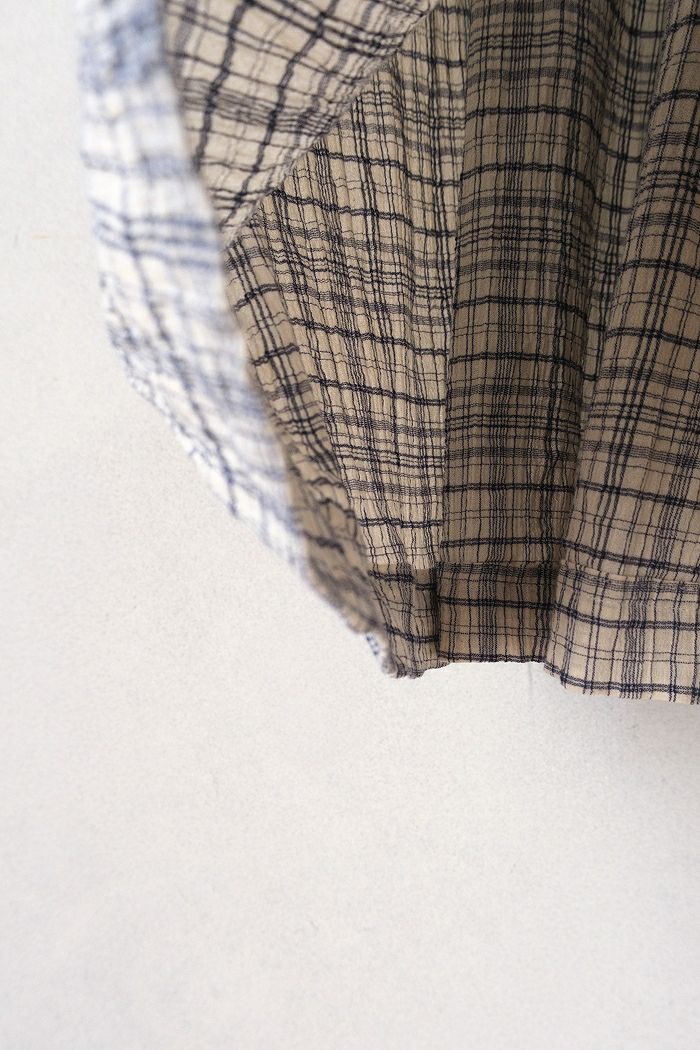 bulle de savon ビュルデサボン ちぢみcheckワンピース(26SS) | T.T.