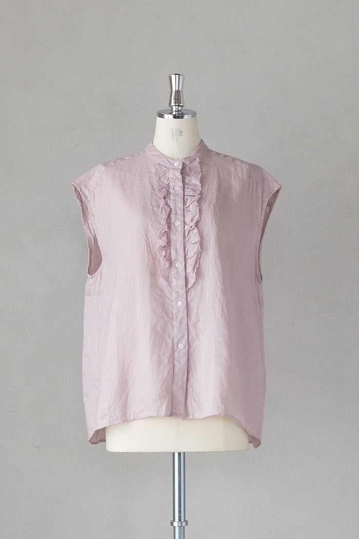 ROBE de PEAU ローブデポー リネンフリルノースリーブブラウス(26SS