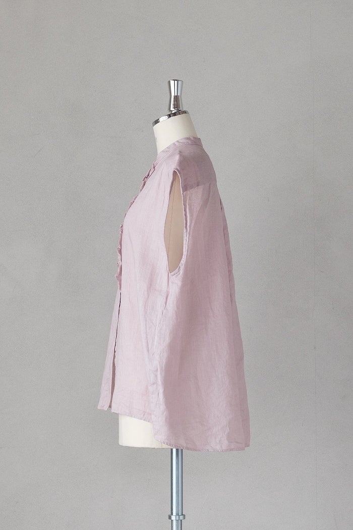 ROBE de PEAU ローブデポー リネンフリルノースリーブブラウス(26SS