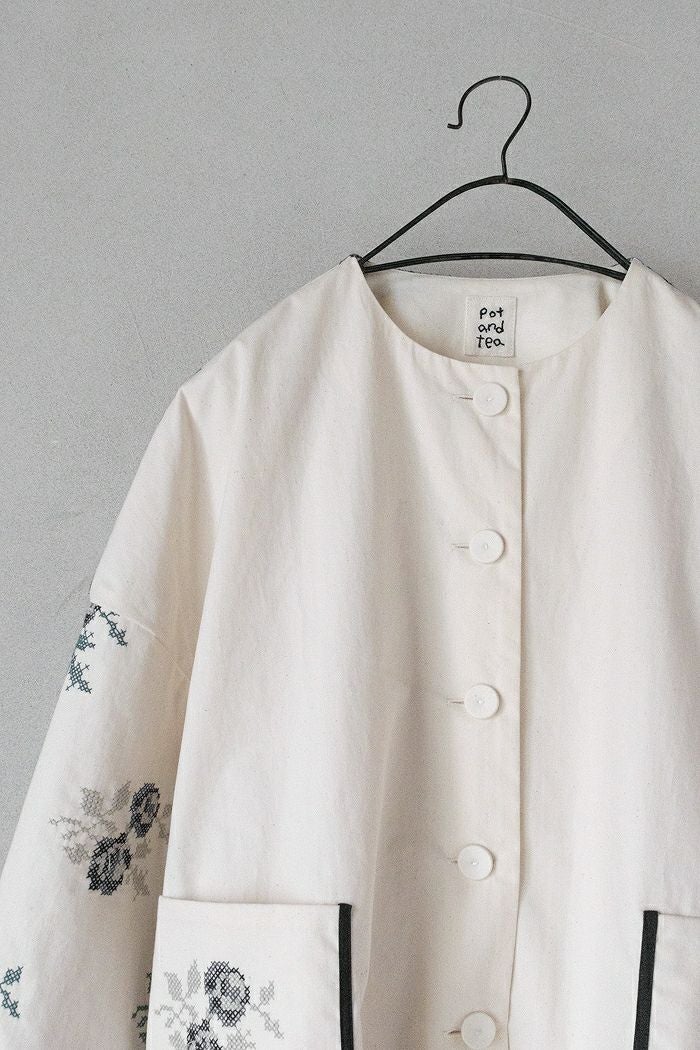 pot and tea ポットアンドティー クロスステッチジャケット(26SS