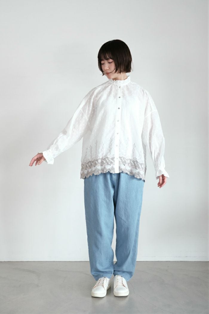 marble SUD マーブルシュッド ラッコレース フリルスタンドカラー