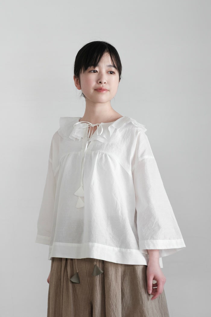 MAGALI マガリ ボーダーリネンギャザースリーブプルオーバー(24SS