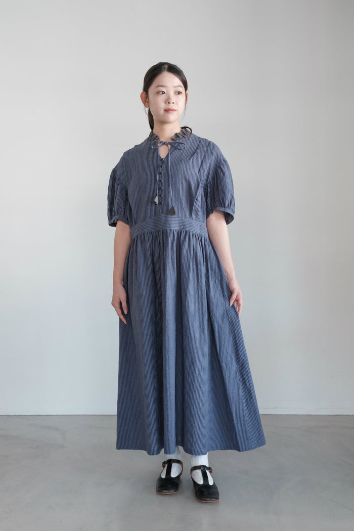 MAGALI マガリ リネンコットンストライプアンティークワンピース(26SS