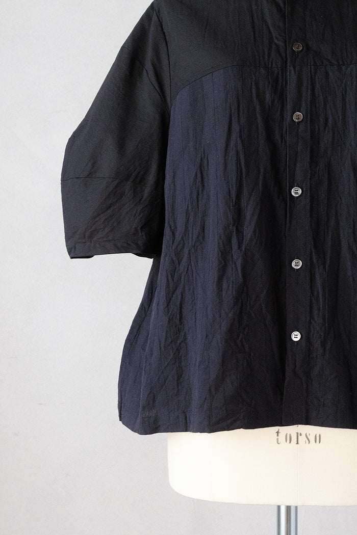 Vlas Blomme ヴラスブラム C/L Panama Stripe ショールカラーシャツ