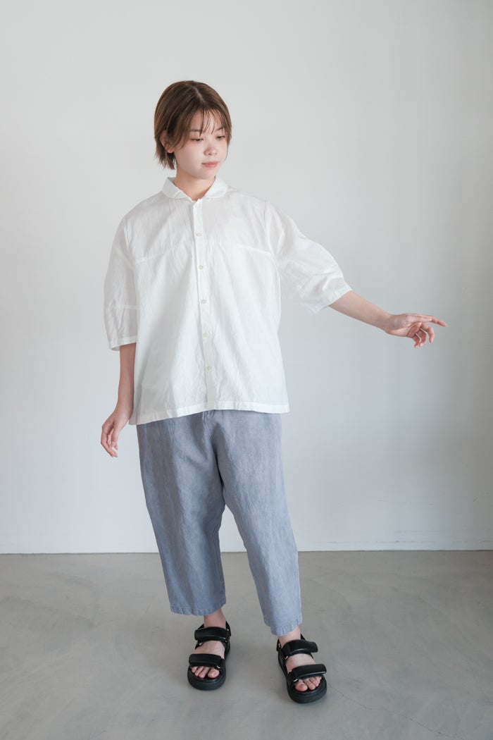 Vlas Blomme ヴラスブラム C/L Panama Stripe ショールカラーシャツ