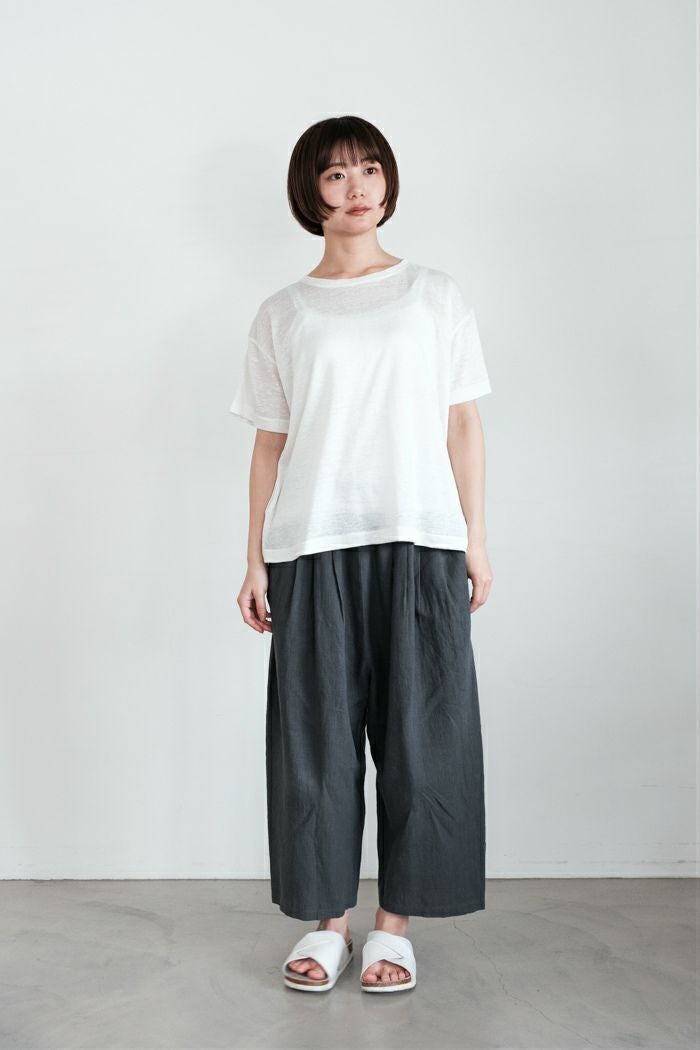 maison de soil メゾン ド ソイルLINEN SINGLE JERSEY BOAT NECK T