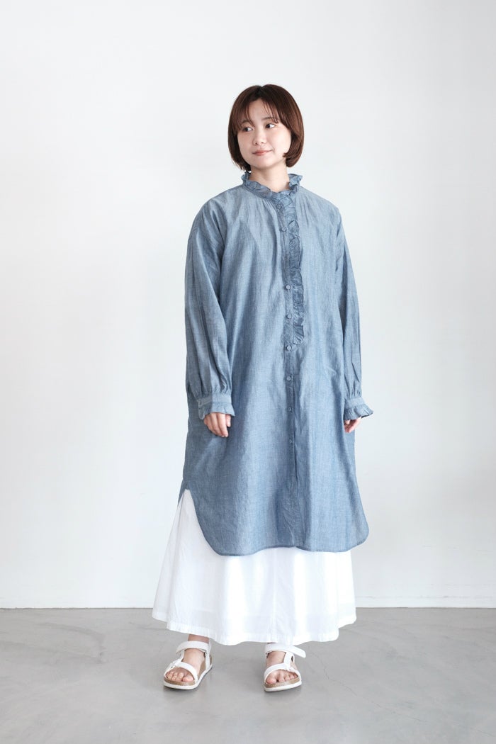 本日取り下げ 美品 mason de soil コットンロングシャツ maison de soil メゾン ド ソイル60s AUTOLOOM LINEN PLAIN OVERDYE