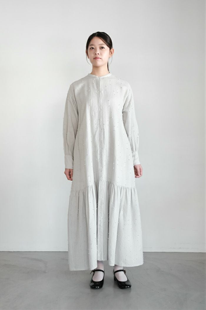 qiri キリ sashiko jacqurd low gather one-piece(26SS) | T.T. GARRET
