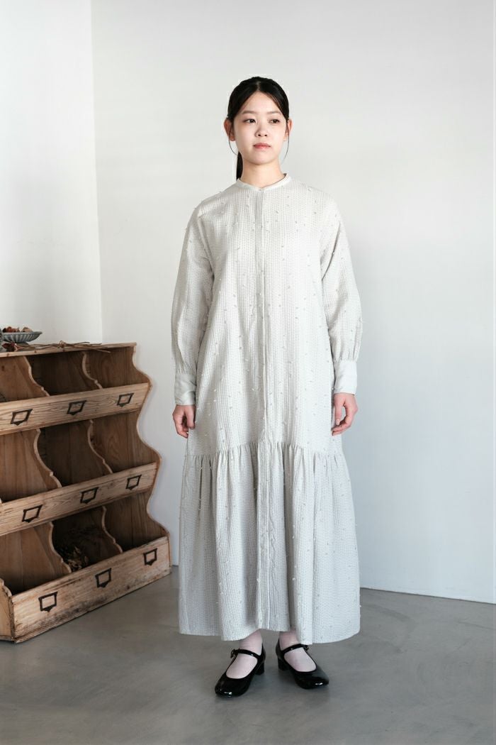 qiri キリ sashiko jacqurd low gather one-piece(26SS) | T.T. GARRET