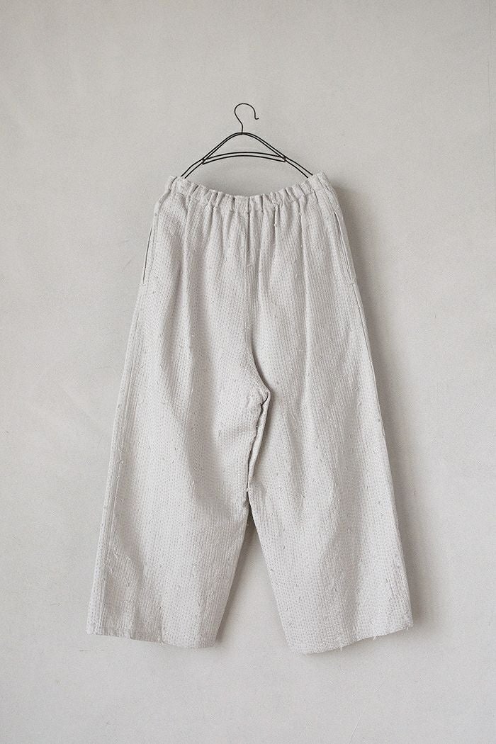 qiri キリ sashiko jacqurd gather wide pants(26SS) | T.T. GARRET