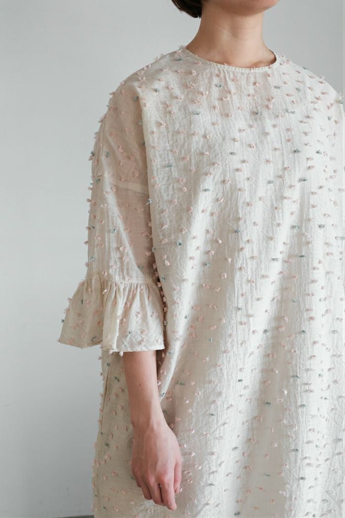 qiri キリ 花吹雪 jacquard frill one-piece(26SS) | T.T. GARRET