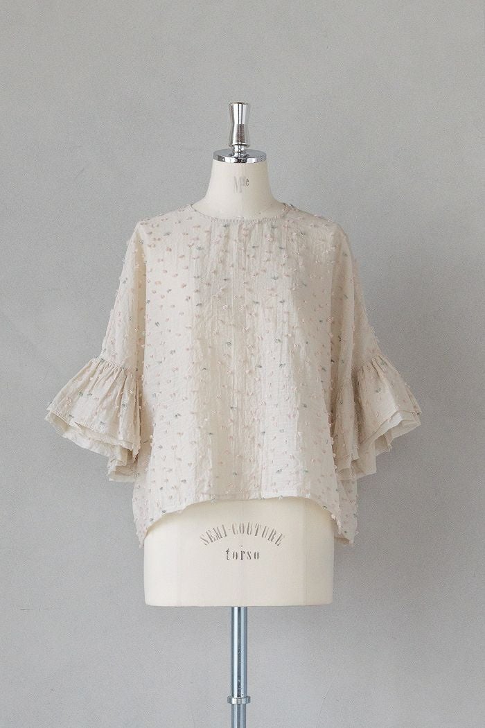 qiri キリ 花吹雪 jacquard frill blouse(26SS) | T.T. GARRET