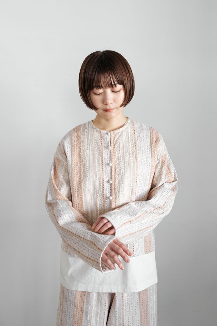 qiri キリ mix yarn jacquard ギャザーパンツ(25SS) | T.T. GARRET
