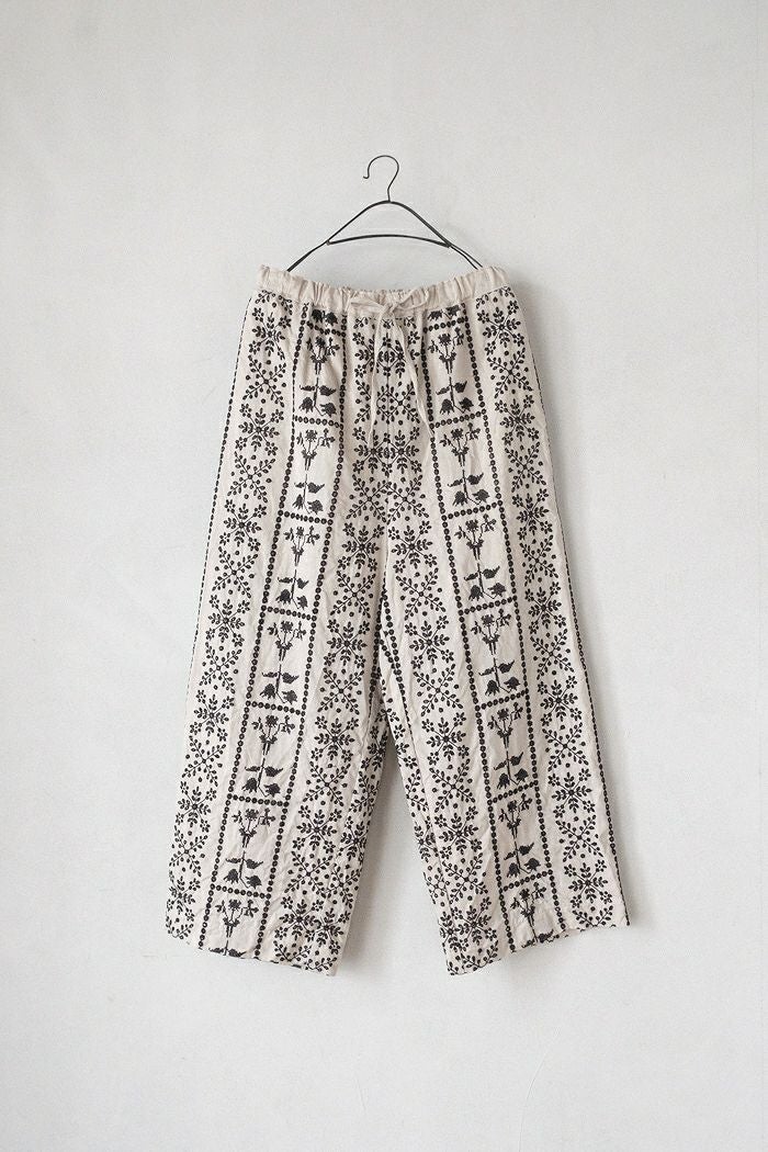 qiri キリ grow' embroidery gather pants(26SS) | T.T. GARRET