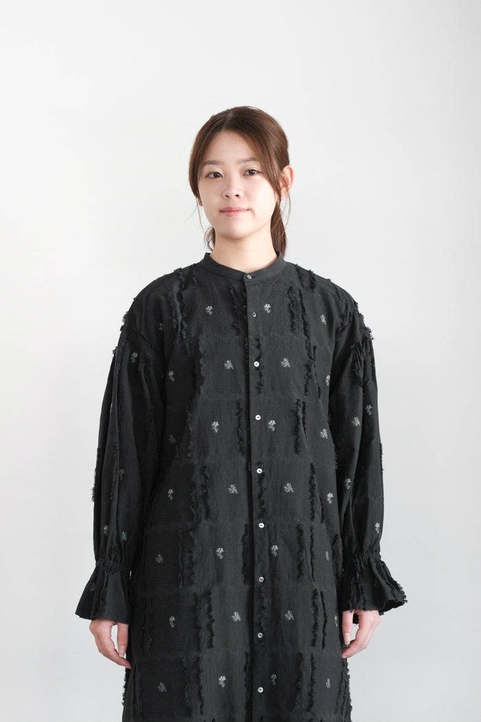 qiri キリ fleurs'lace jacquard gather one-piece(26SS) | T.T. GARRET