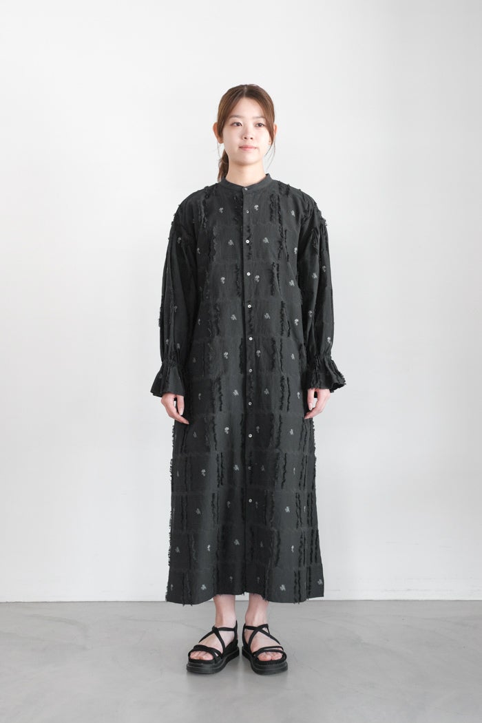 qiri キリ fleurs'lace jacquard gather one-piece(26SS) | T.T. GARRET