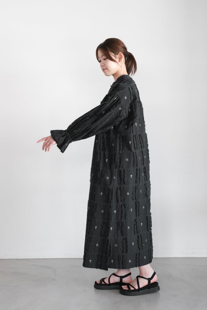 qiri キリ fleurs'lace jacquard gather one-piece(26SS) | T.T. GARRET
