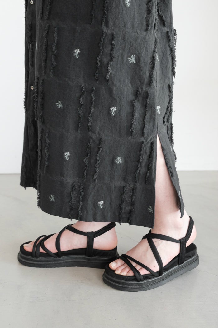 qiri キリ fleurs'lace jacquard gather one-piece(26SS) | T.T. GARRET