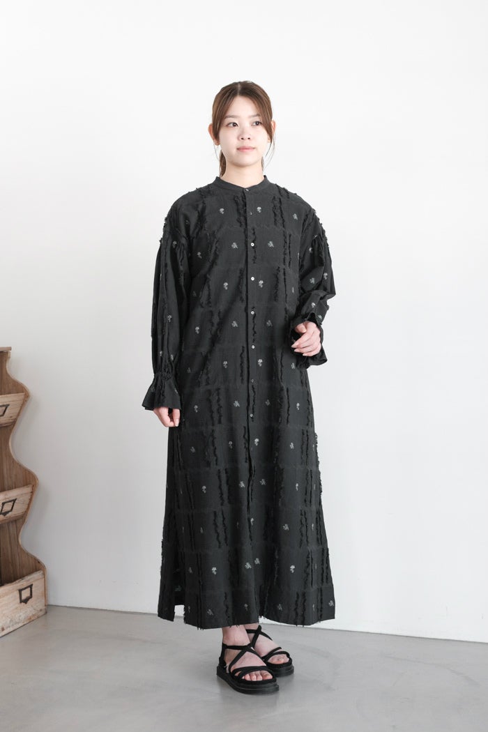 qiri キリ fleurs'lace jacquard gather one-piece(26SS) | T.T. GARRET
