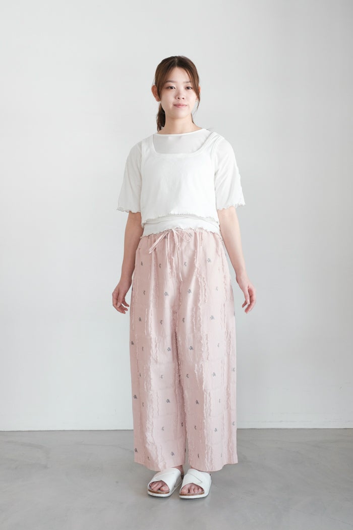 qiri キリ fleurs'lace jacquard gather pants(26SS) | T.T. GARRET