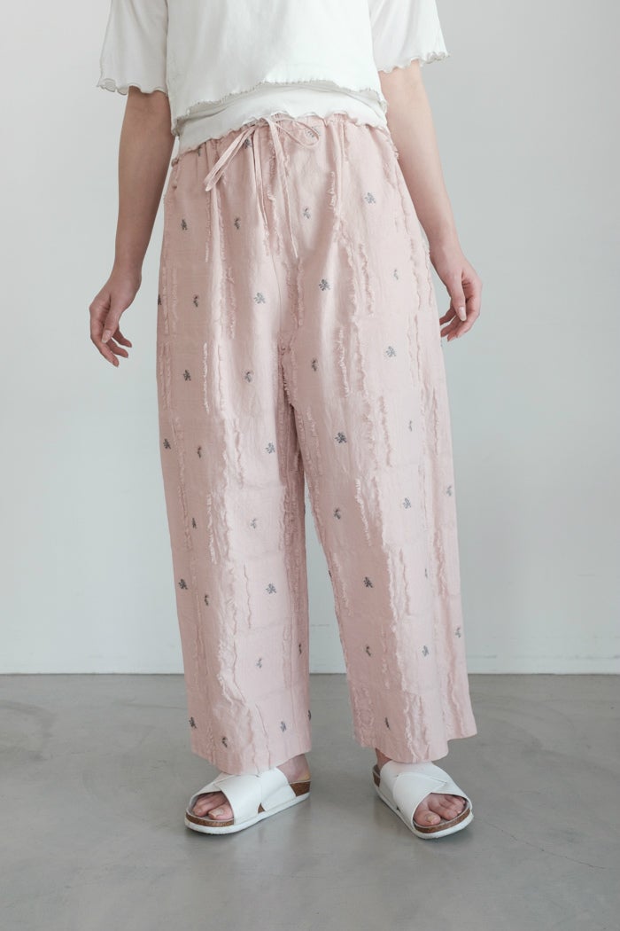 qiri キリ fleurs'lace jacquard gather pants(26SS) | T.T. GARRET