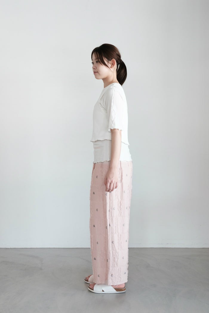 qiri キリ fleurs'lace jacquard gather pants(26SS) | T.T. GARRET