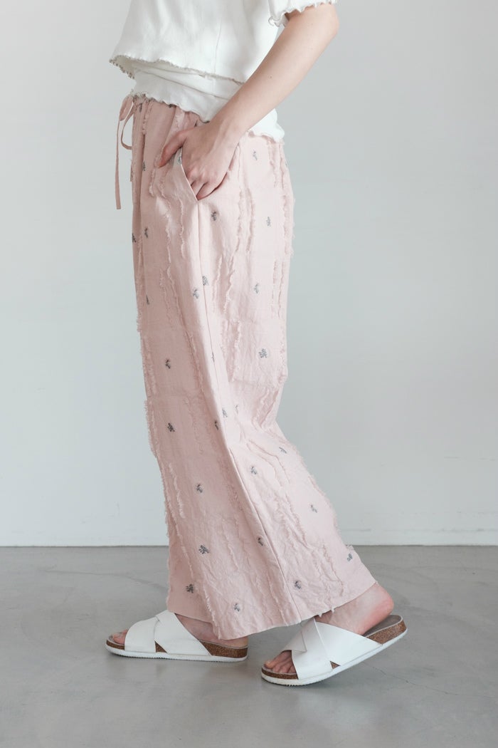 qiri キリ fleurs'lace jacquard gather pants(26SS) | T.T. GARRET